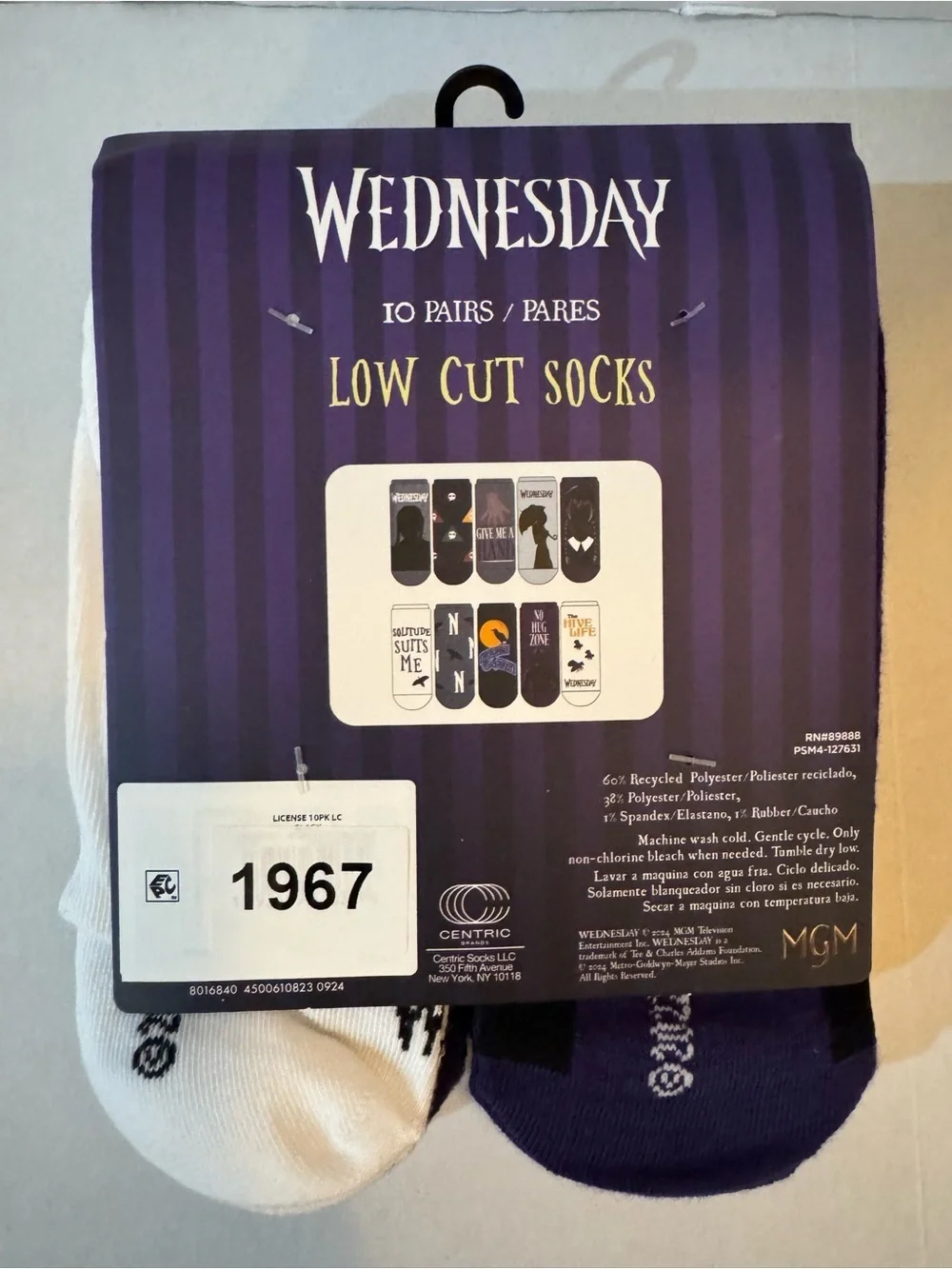 Wednesday Womens 10-Pack Low-Cut Socks, Sock Size 9-11